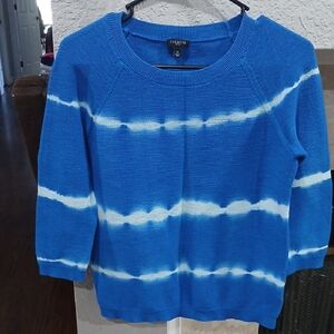 Talbots Blue and White Striped Women's Sweater